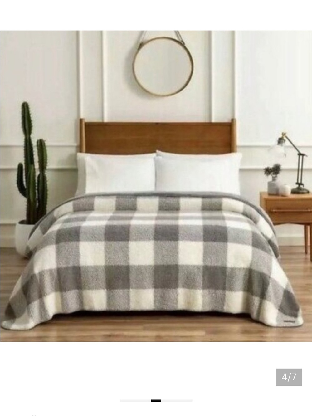 Pendleton Gray and Cream Sherpa Check Throw King